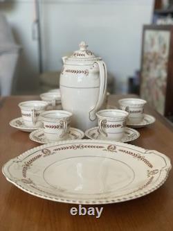 Vintage Johnson Bros Old English Coffee Set 16pc Burgundy & Gold England Exc