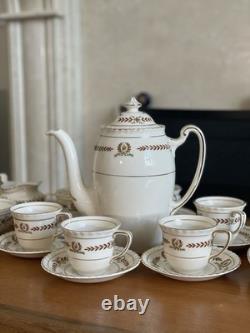 Vintage Johnson Bros Old English Coffee Set 16pc Burgundy & Gold England Exc