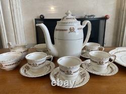 Vintage Johnson Bros Old English Coffee Set 16pc Burgundy & Gold England Exc