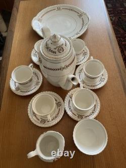 Vintage Johnson Bros Old English Coffee Set 16pc Burgundy & Gold England Exc
