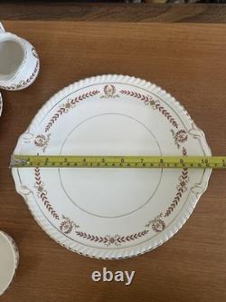 Vintage Johnson Bros Old English Coffee Set 16pc Burgundy & Gold England Exc