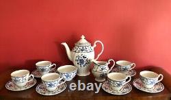 Vintage Johnson Brothers Blue & White Indies Design 15 Piece Coffee Set