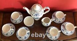 Vintage Johnson Brothers Blue & White Indies Design 15 Piece Coffee Set