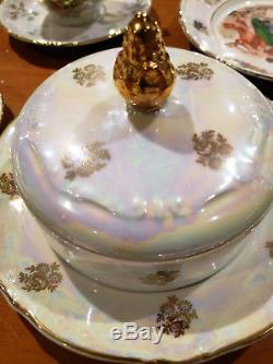 Vintage Kahla Porcelain Fine China Gold Rim Madonna GDR Coffee/Lunch Set Germany