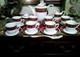 Vintage Khala Germany Coffe /tea Set Burgundy And Gold Fine Bone China Porcelan