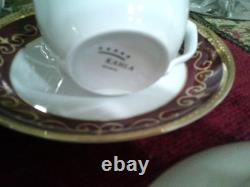 Vintage Khala Germany Coffe /tea Set Burgundy And Gold Fine Bone China Porcelan