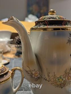 Vintage Kireina Japan Coffee Set Hand Painted Birds & Flowers Gift Porcelain