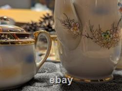 Vintage Kireina Japan Coffee Set Hand Painted Birds & Flowers Gift Porcelain