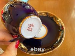 Vintage LFZ Cobalt Blue Gold Porcelain Coffee Set for 6