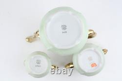 Vintage Lefton Hand Painted Tea Coffee Set Mint Heritage Green Pink Rose Flower