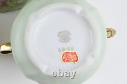 Vintage Lefton Hand Painted Tea Coffee Set Mint Heritage Green Pink Rose Flower
