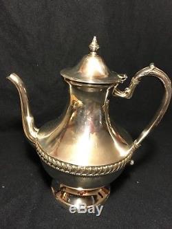 Vintage Lehman Bros. Silver on Copper Coffee Tea Serving Tray Set 6 pc rope