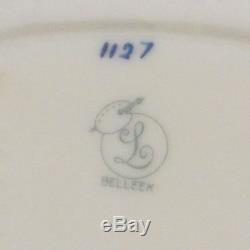 Vintage Lenox Belleek Silver Overlay 3 Pc Coffee Pot Cream Sugar Set Monogram T