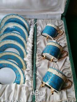 Vintage Limoges France Coffee Set 6 Cups + 6 Saucers Boxed