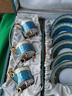 Vintage Limoges France Coffee Set 6 Cups + 6 Saucers Boxed
