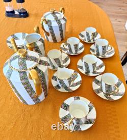 Vintage Limoges France Demitasse Coffee COMPLETE SET SERVICE 8 ART DECO 1900's