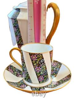Vintage Limoges France Demitasse Coffee COMPLETE SET SERVICE 8 ART DECO 1900's