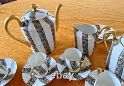 Vintage Limoges France Demitasse Coffee COMPLETE SET SERVICE 8 ART DECO 1900's