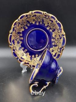 Vintage Lindner Bavaria Tea Coffee Set 11piec Echt Cobalt Paint Gold Germany 80s