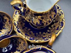 Vintage Lindner Bavaria Tea Coffee Set 11piec Echt Cobalt Paint Gold Germany 80s