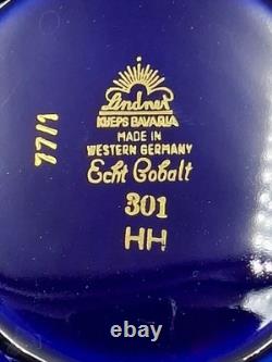 Vintage Lindner Bavaria Tea Coffee Set 11piec Echt Cobalt Paint Gold Germany 80s