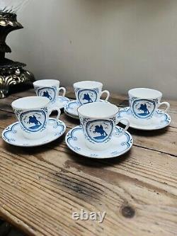 Vintage Lomonosov (LFZ) Porcelain set of 5 coffee cups and saucer Made In Russia