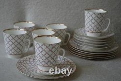 Vintage Lomonosov USSR Russia Pink 18 Pieces Coffee SET Cup Saucer Dessert Plate