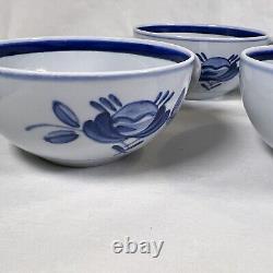 Vintage Lot 5 Arabia Finland Blue Rose Tea Coffee Cup & Saucer Sets