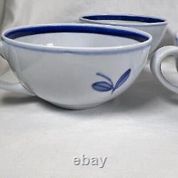 Vintage Lot 5 Arabia Finland Blue Rose Tea Coffee Cup & Saucer Sets