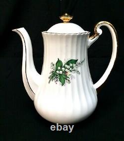 Vintage Lubern Bone China Coffee / Tea Set / Lily Of The Valley 22k Gold Antique