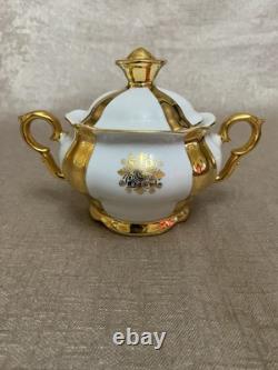 Vintage M Z Czechoslovakia Gold Striped 15 Piece Tea Set / coffee set Excellent