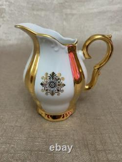 Vintage M Z Czechoslovakia Gold Striped 15 Piece Tea Set / coffee set Excellent