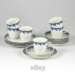 Vintage MCM Rörstrand Swedish Blue Carl Stålhane Coffee Set +Bowl +Milk Jug