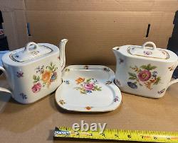 Vintage MZ Coffee and Teapot Set- With Tray Floral Czechoslovakia