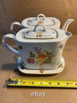 Vintage MZ Coffee and Teapot Set- With Tray Floral Czechoslovakia