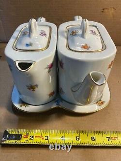 Vintage MZ Coffee and Teapot Set- With Tray Floral Czechoslovakia