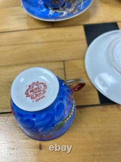 Vintage Meikei China Japan Dragon Tea Set Blue Hand Painted Coffee Set 15 Piece