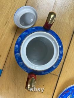 Vintage Meikei China Japan Dragon Tea Set Blue Hand Painted Coffee Set 15 Piece