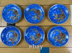 Vintage Meikei China Japan Dragon Tea Set Blue Hand Painted Coffee Set 15 Piece