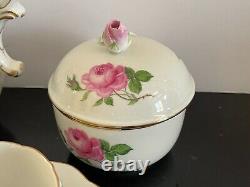 Vintage Meissen Coffee Set Decorated with Pink Roses and Scattered Buds