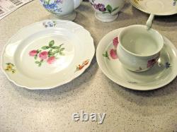 Vintage Meissen Flowers Swan Neck Luncheon Tea/Coffee Set of 12 (minus 1 Saucer)