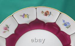 Vintage Meissen Strewn Flowers B-Form 3 Piece Coffee Set Cup, Saucer, & Plate