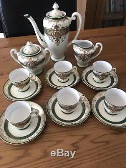 Vintage Meito Coffee Set. Hand Painted. Antique Green/Gold. EXTREMELY RARE