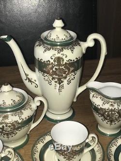 Vintage Meito Coffee Set. Hand Painted. Antique Green/Gold. EXTREMELY RARE