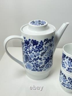 Vintage Melitta Coffee Set White And Blue Porcelain Flowers 1970s