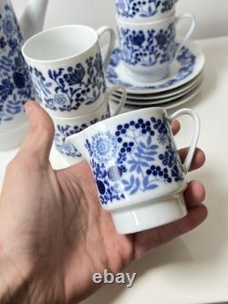 Vintage Melitta Coffee Set White And Blue Porcelain Flowers 1970s