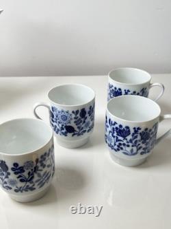 Vintage Melitta Coffee Set White And Blue Porcelain Flowers 1970s
