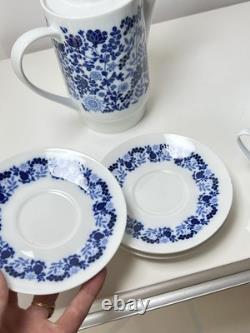 Vintage Melitta Coffee Set White And Blue Porcelain Flowers 1970s