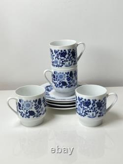 Vintage Melitta Coffee Set White And Blue Porcelain Flowers 1970s