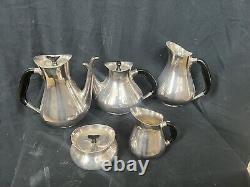 Vintage Mid Century Danish COHR Denmark Silver Plate Tea Coffee Set Five Piece